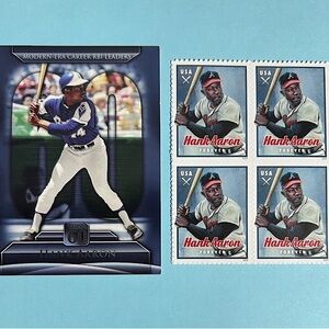 2011 Topps Career RBI Leaders Hank Aaron ,Braves card +(4) USPS forever stamps